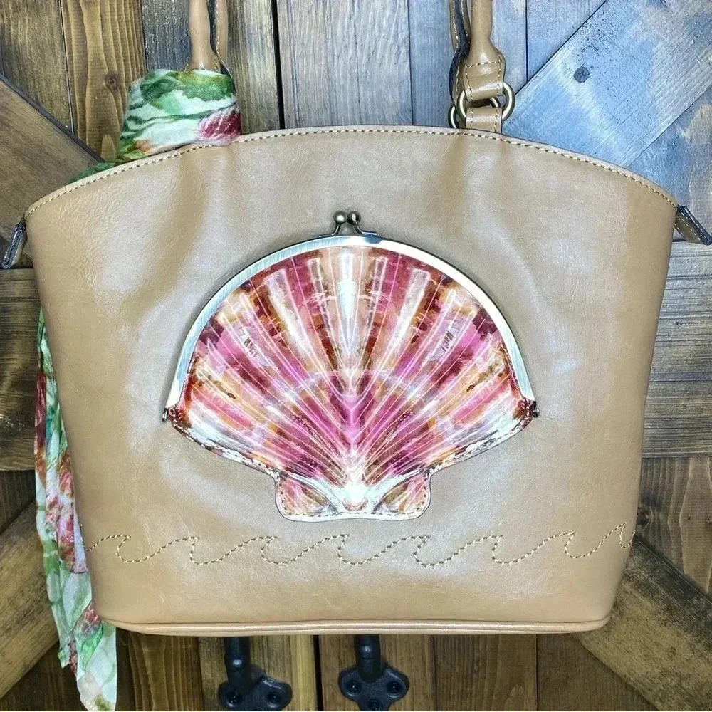 NEW Patricia Nash Zorita Seashell Scarf Satchel Bag - Picture 5 of 11
